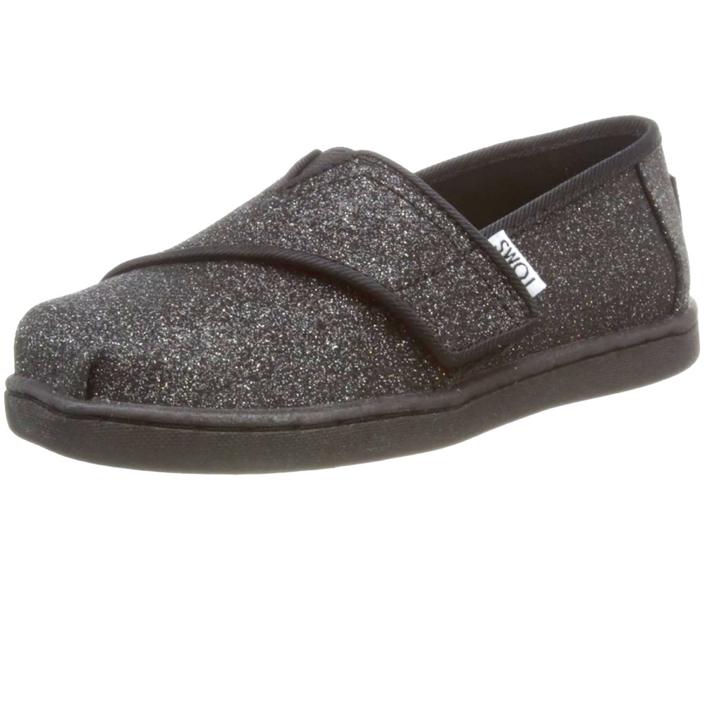 TOMS Classic Black Iridescent Glimmer Tiny Classics Canvas Shoe, Size 11